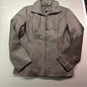 Brand New  East 5th Jacket Womens Medium Brown Genuine Leather Zip Front Lined